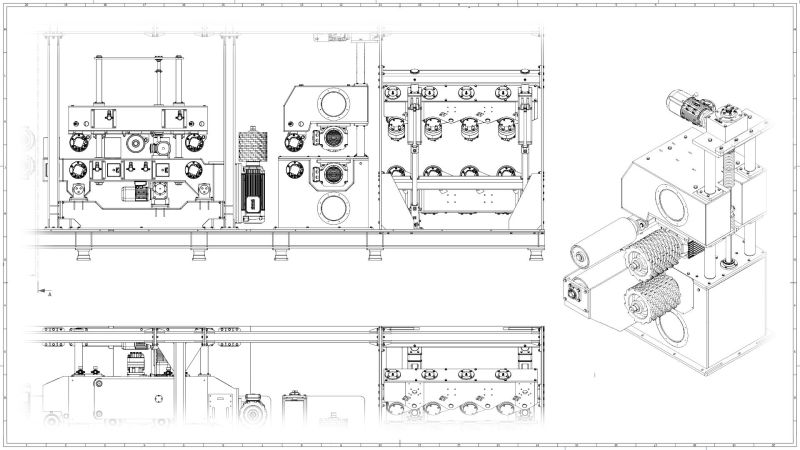 dettaglio tavola di layout profilatrice per tronchi 120